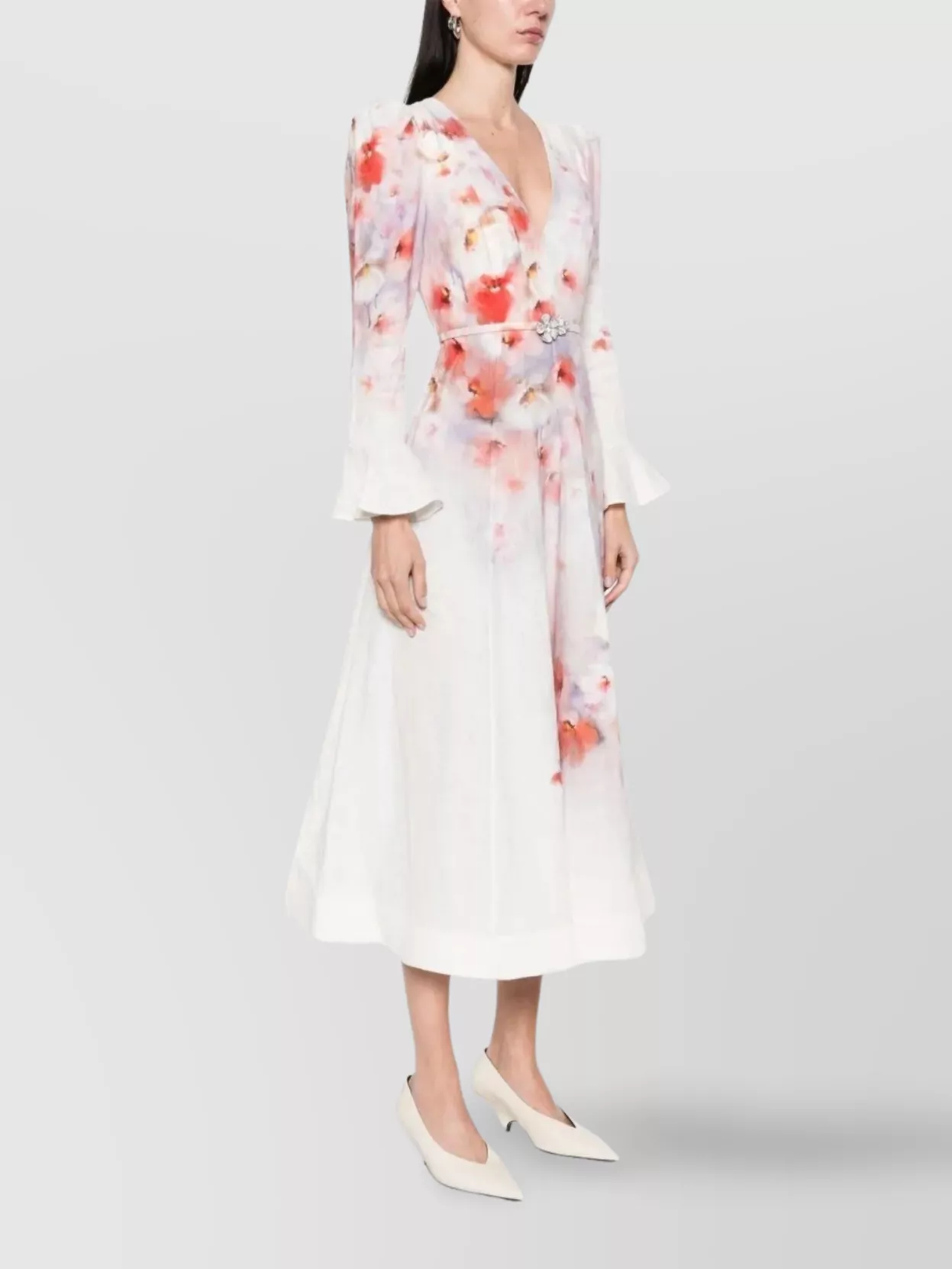Shop Zimmermann Frill Sleeve Midi Dress