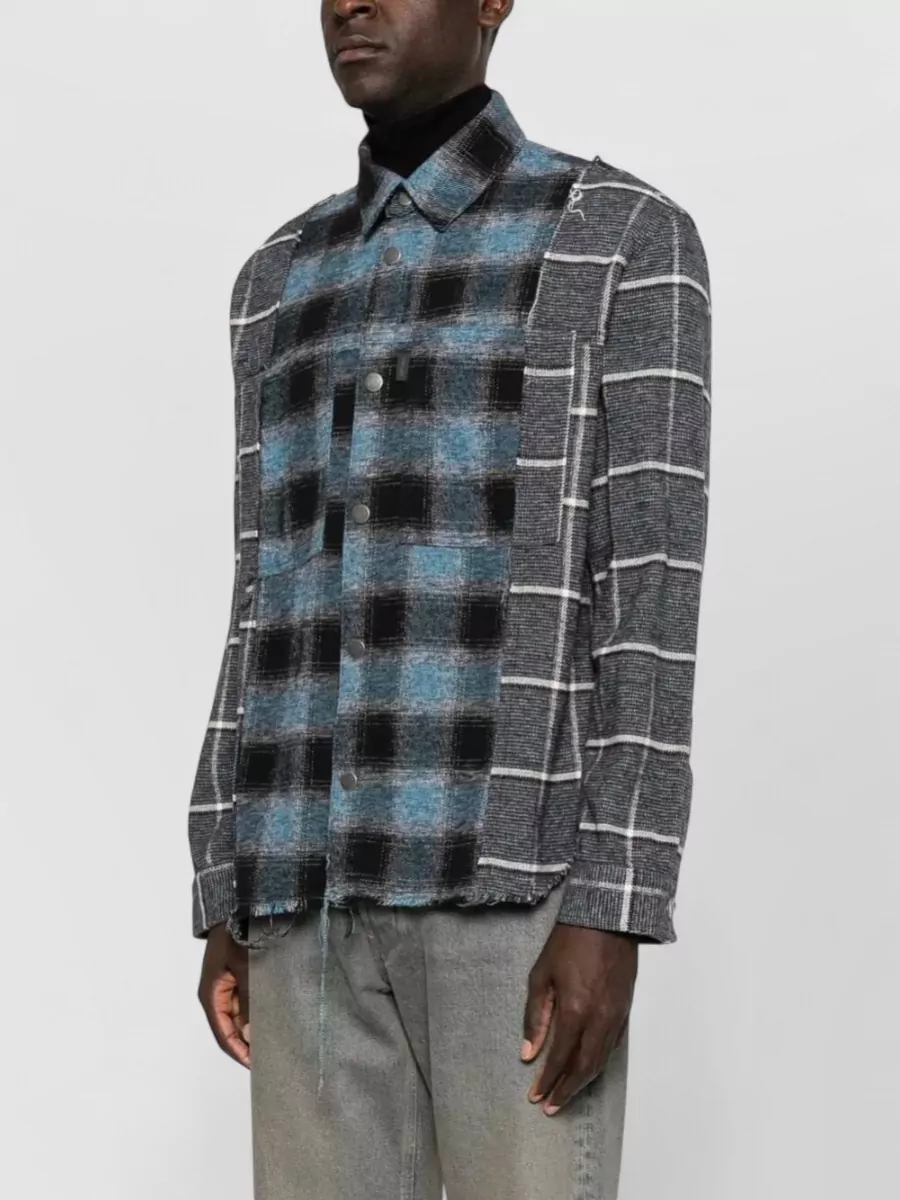 Haikure Cotton Checked Panelled Shirt Jacket