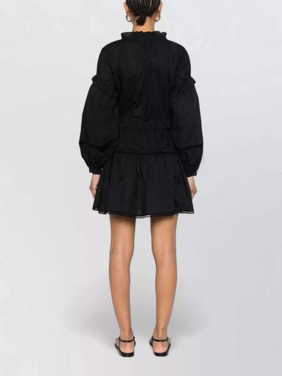 Ermanno Firenze Cotton Lace-Detail Ruffled Mini Dress