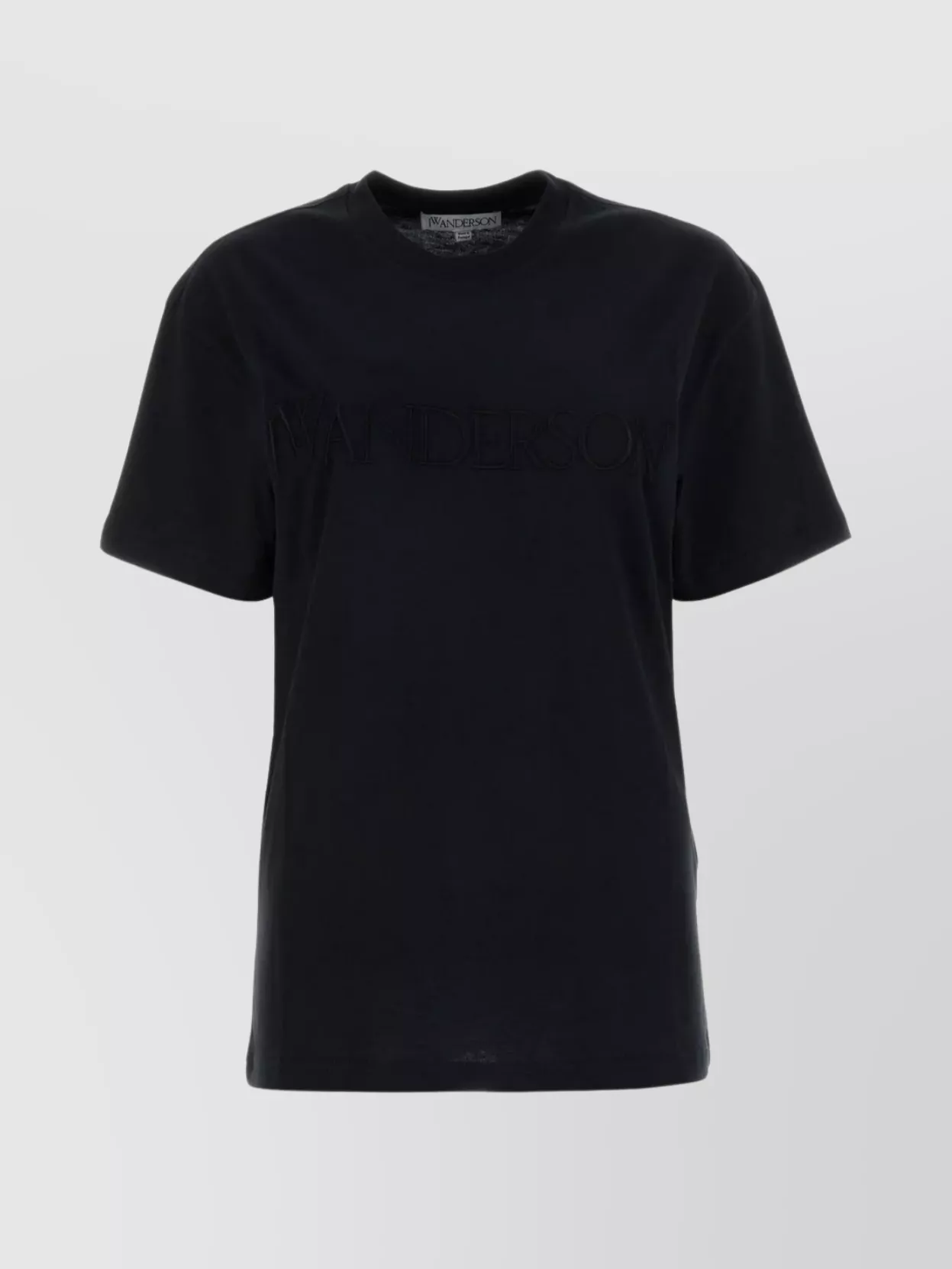Shop Jw Anderson Ribbed Crew-neck Cotton T-shirt With Straight Hem In Black