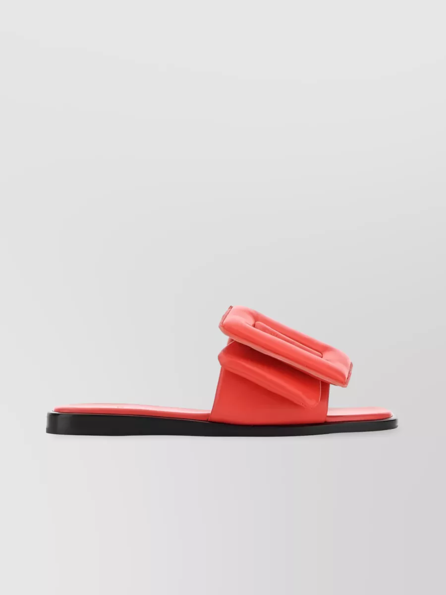 Shop Boyy Leather Sandals With Decorative Buckle Detail In Red