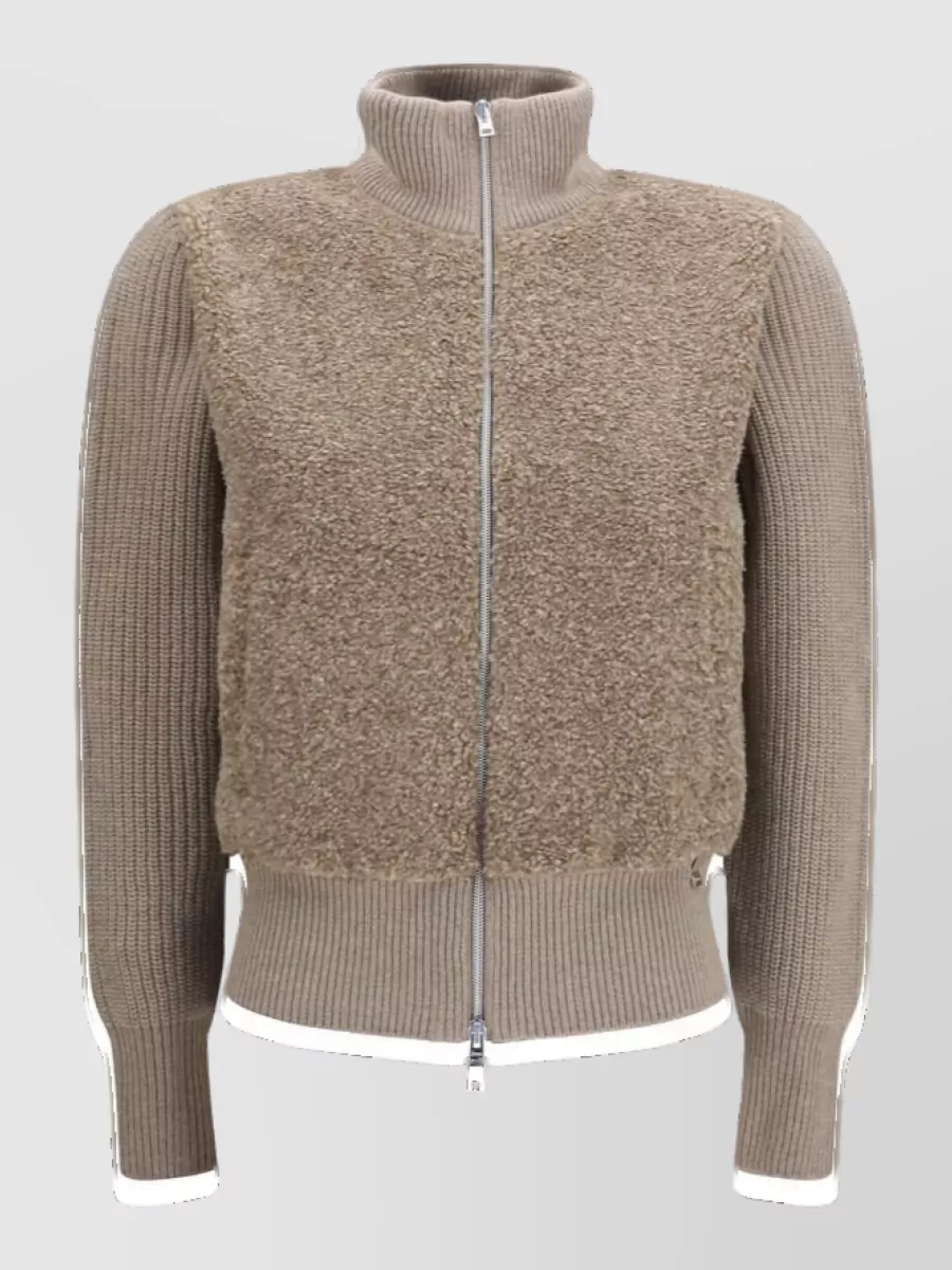 Herno merino wool ribbed high-collar cardigan