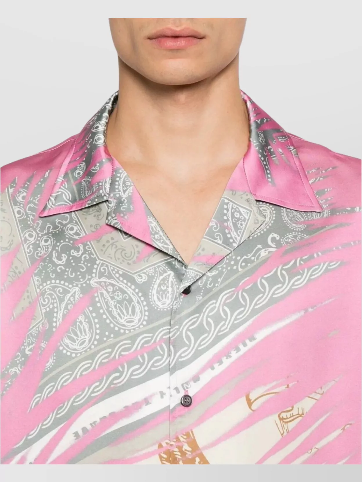 Diesel Cuban Collar Graphic Print Relaxed Fit Shirt