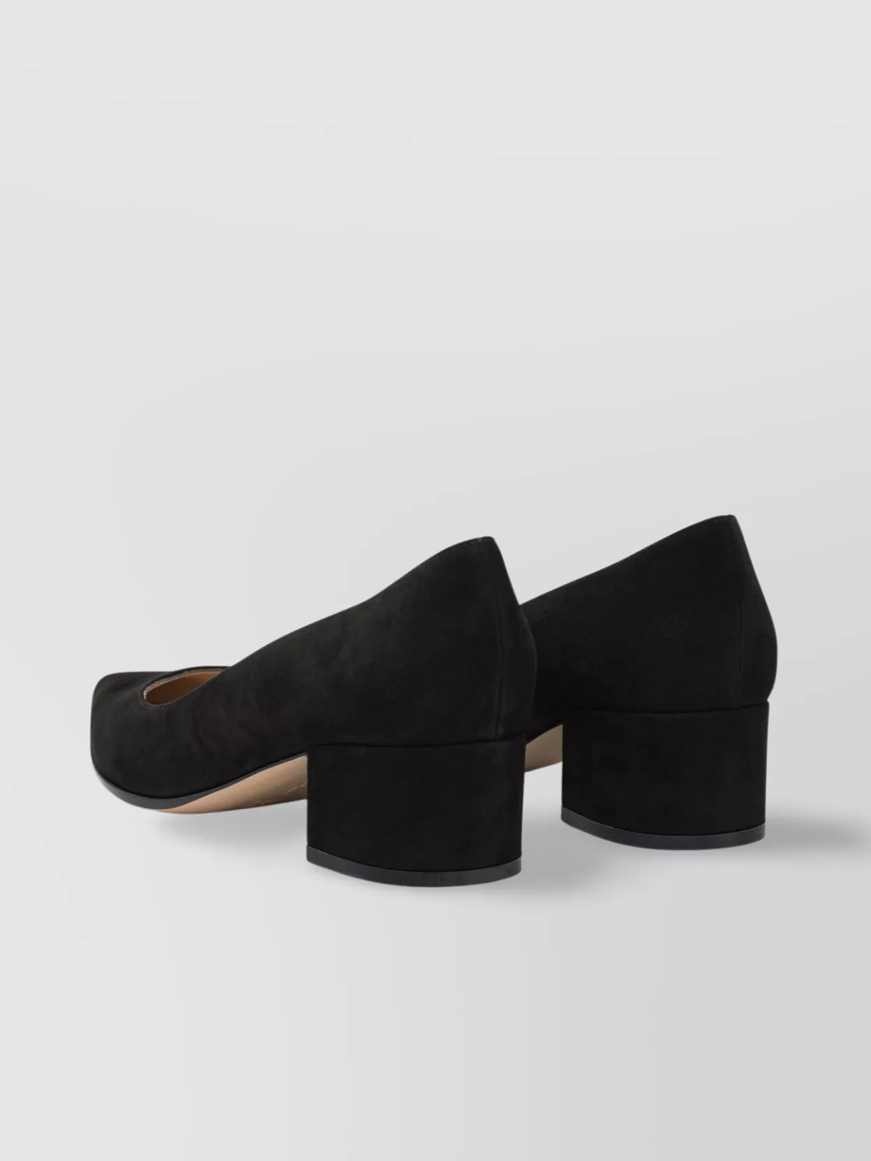 Gianvito Rossi Block Heel Suede Finish Pointed Toe Pumps