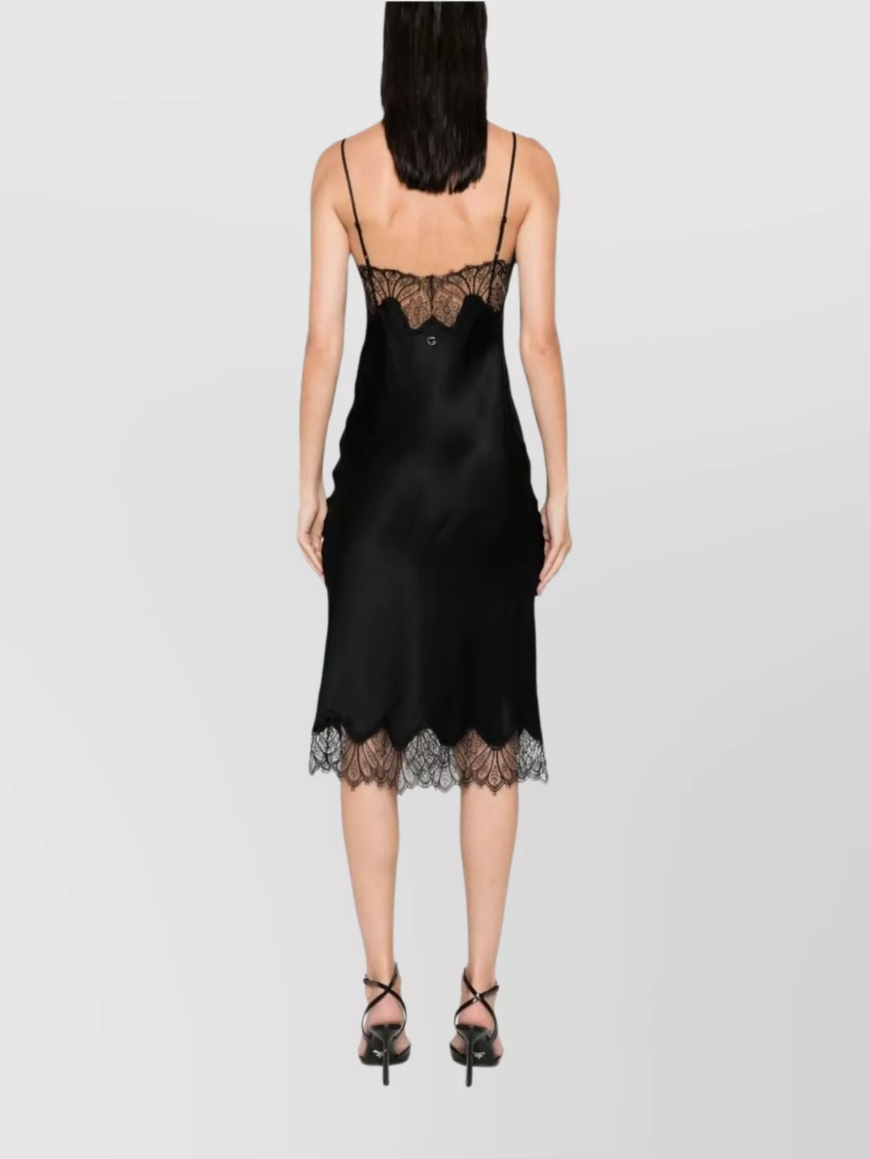 Coperni Satin Lace Trim Sweetheart Neck Dress