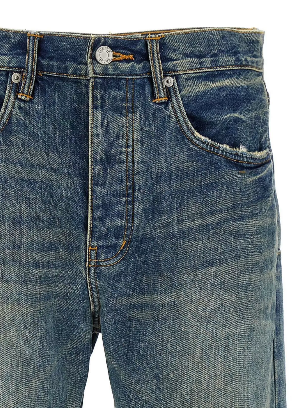 Purple Brand 'hadley Vintage' Blue Jeans With Ripped Detail On The Front And Logo Patch On The Rear
