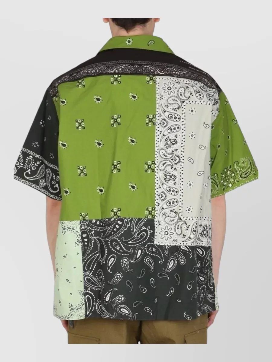 Kenzo Bicolor Cotton Short-Sleeve Shirt