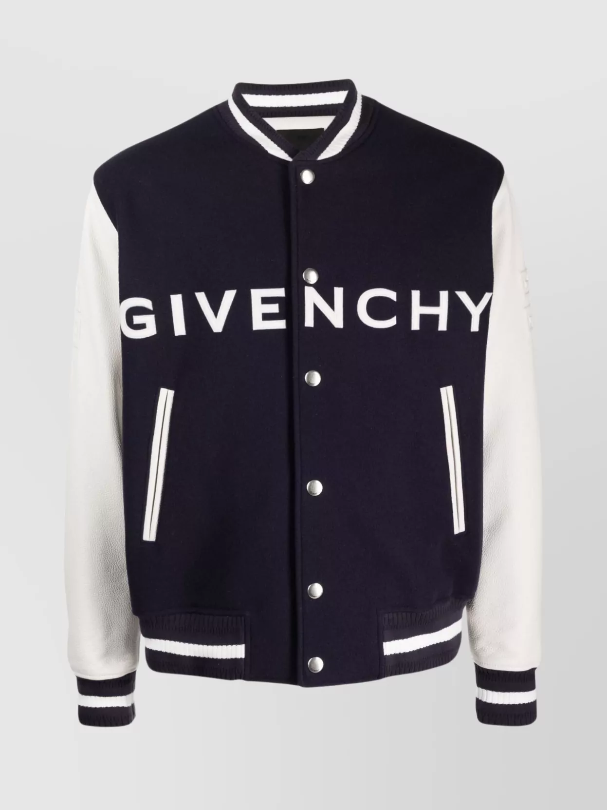 Shop Givenchy Contrasting Sleeve Varsity Jacket In Black