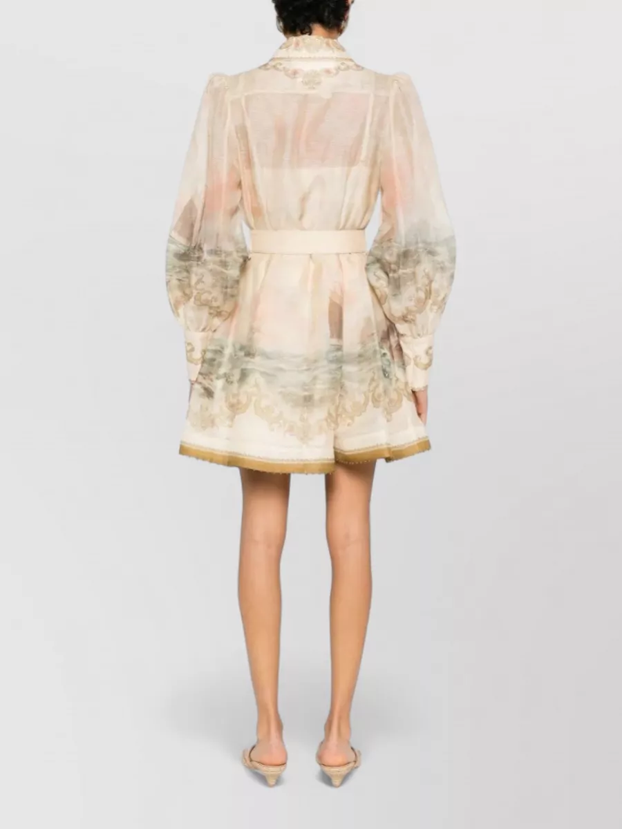 Zimmermann Silk Linen Printed Mini Dress