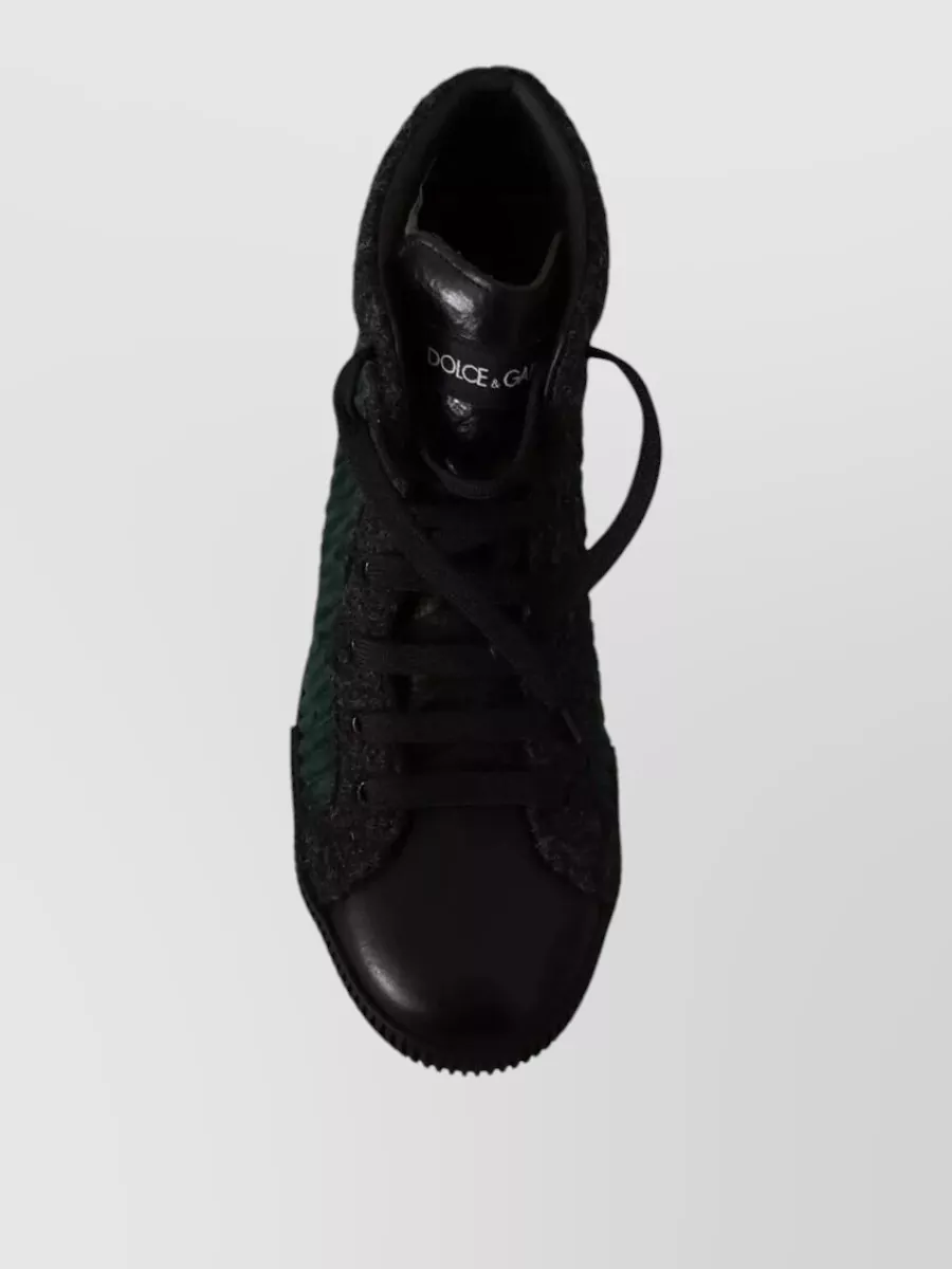 Dolce&Gabbana Leather Corduroy High-Top Sneakers