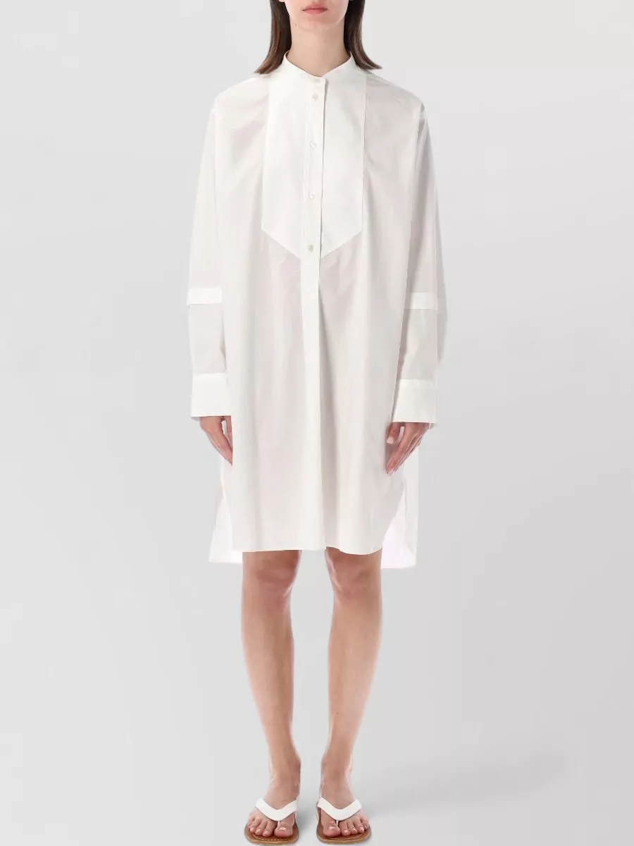 Studio Nicholson Cotton Grandad-Collar Long-Sleeve Knee-Length Dress