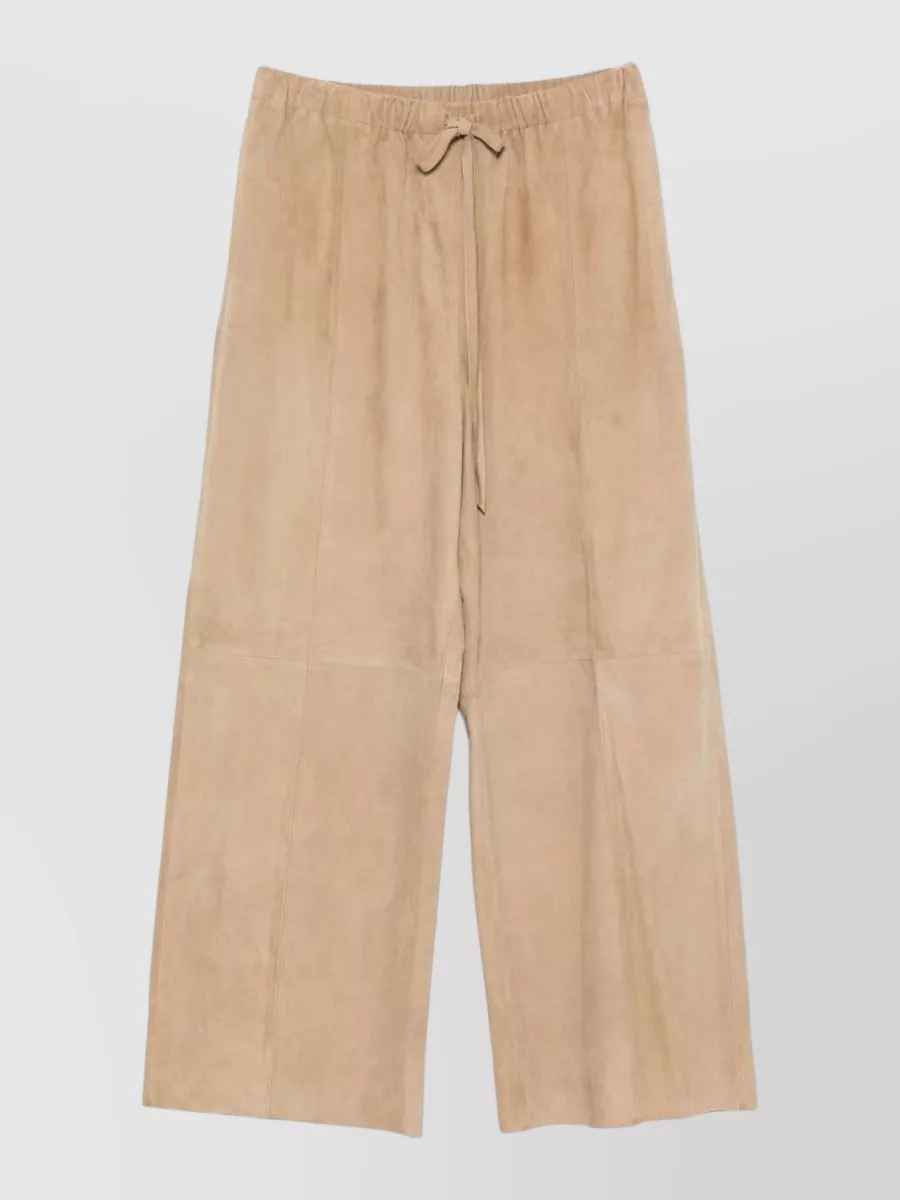 Alysi Suede Leather Wide-Leg Trousers