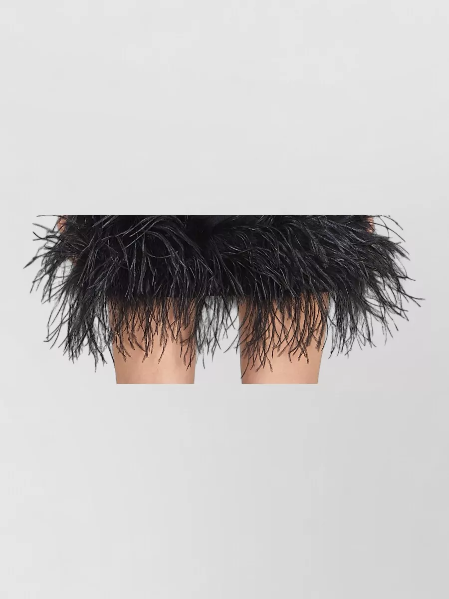 The Attico Feather Trimmed Rib Mini Dress