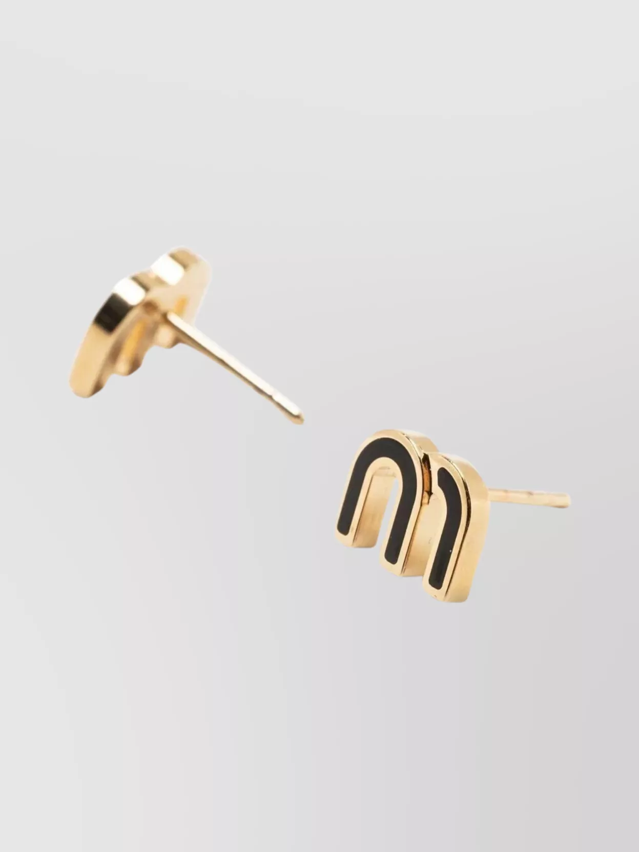 Miu Miu Metallic Stud Earrings Black Detailing