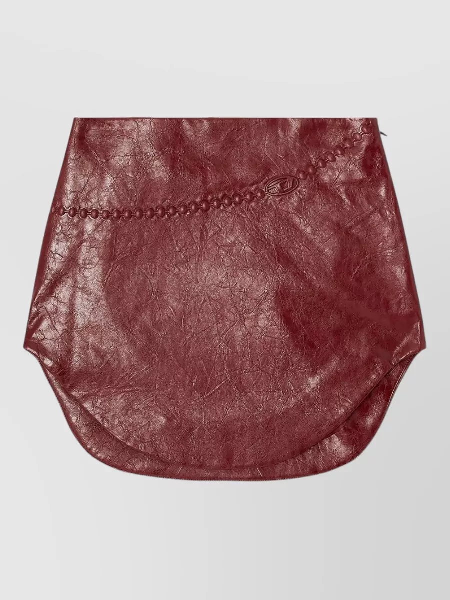 Diesel Faux Leather Textured High-Low Mini Skirt