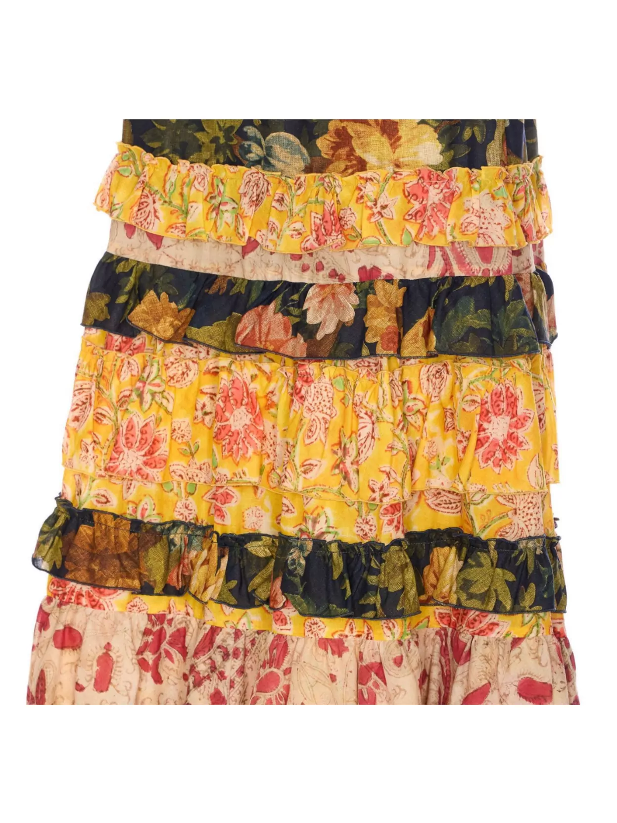 Valentino High Waist Tiered Floral Maxi Skirt In Multi