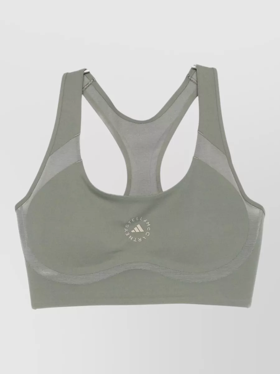 Adidas By Stella Mccartney Seamless Racerback Logo Sports Bra
