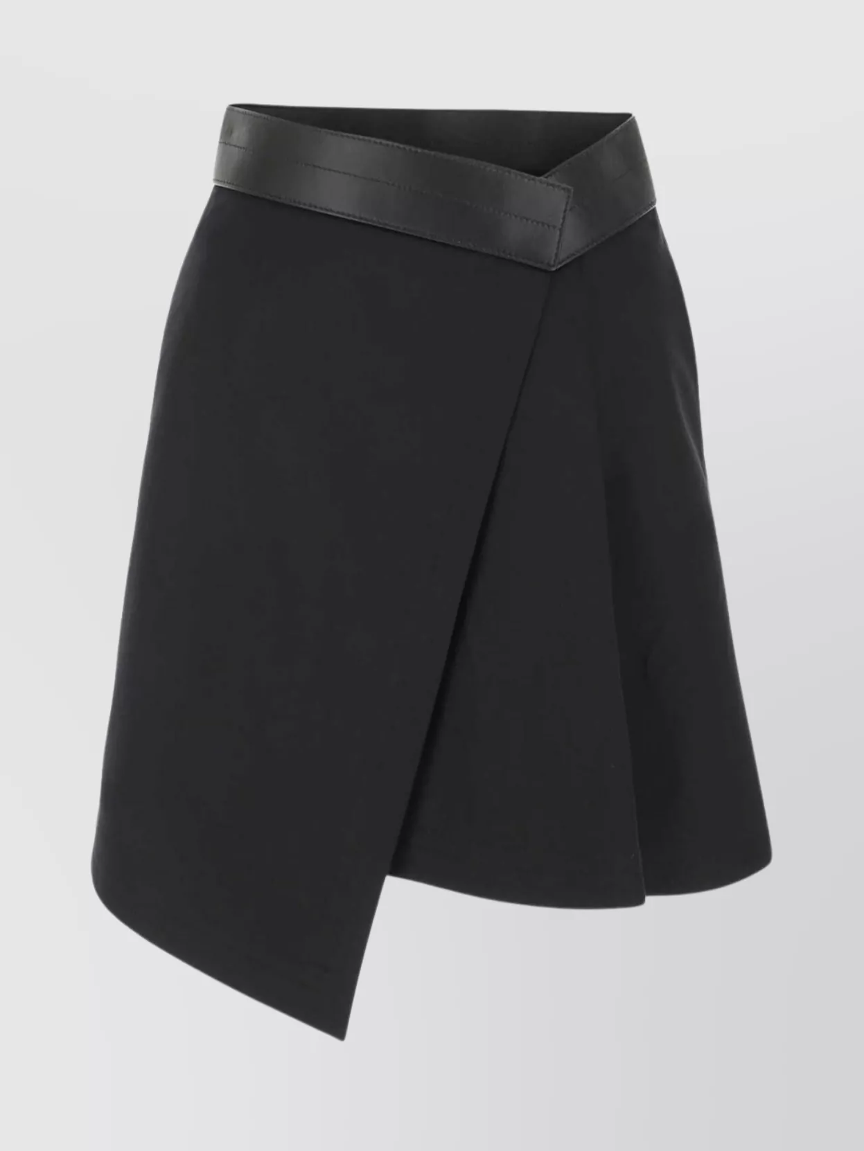 Shop Loewe Cotton Blend Mini Skirt With Asymmetrical Hem