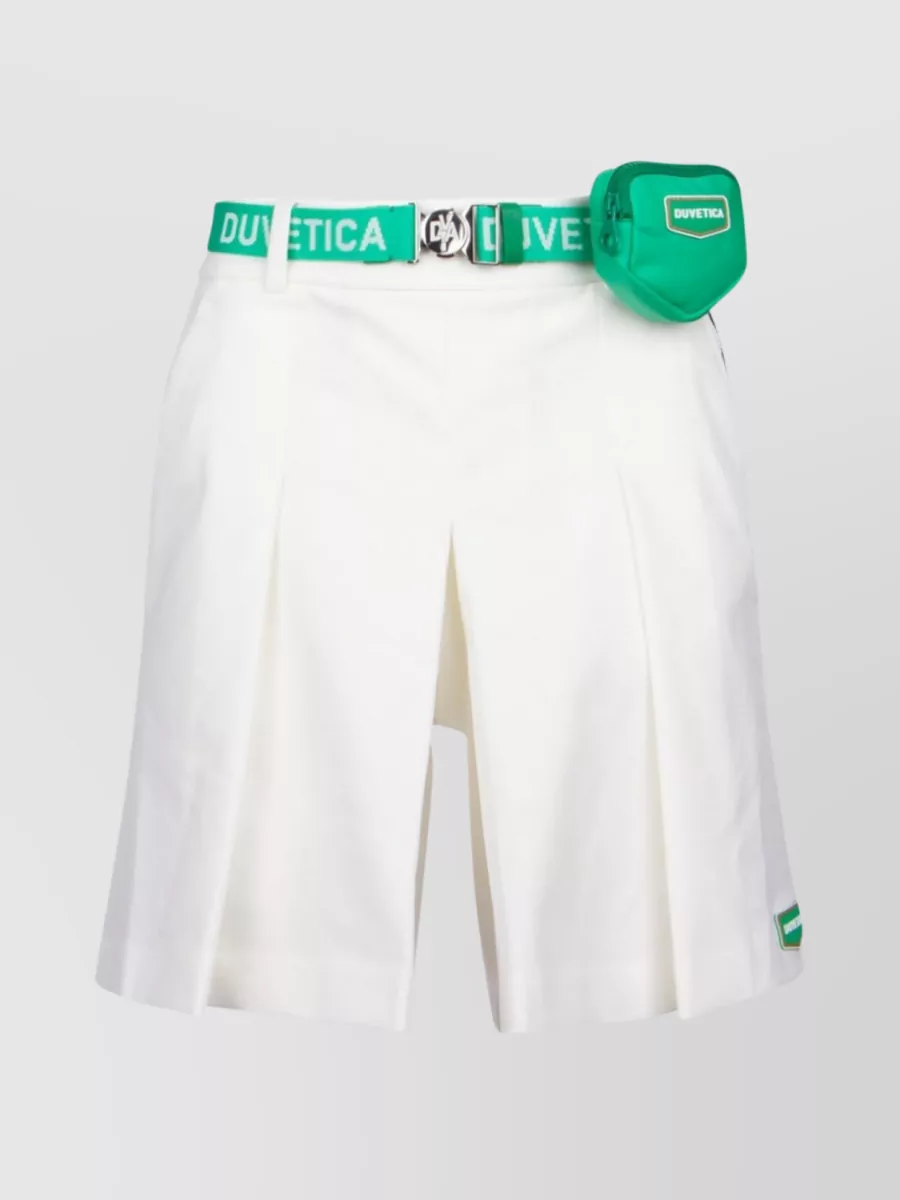 Shop Duvetica Belted Waist Skirt With Front And Back Pockets In White