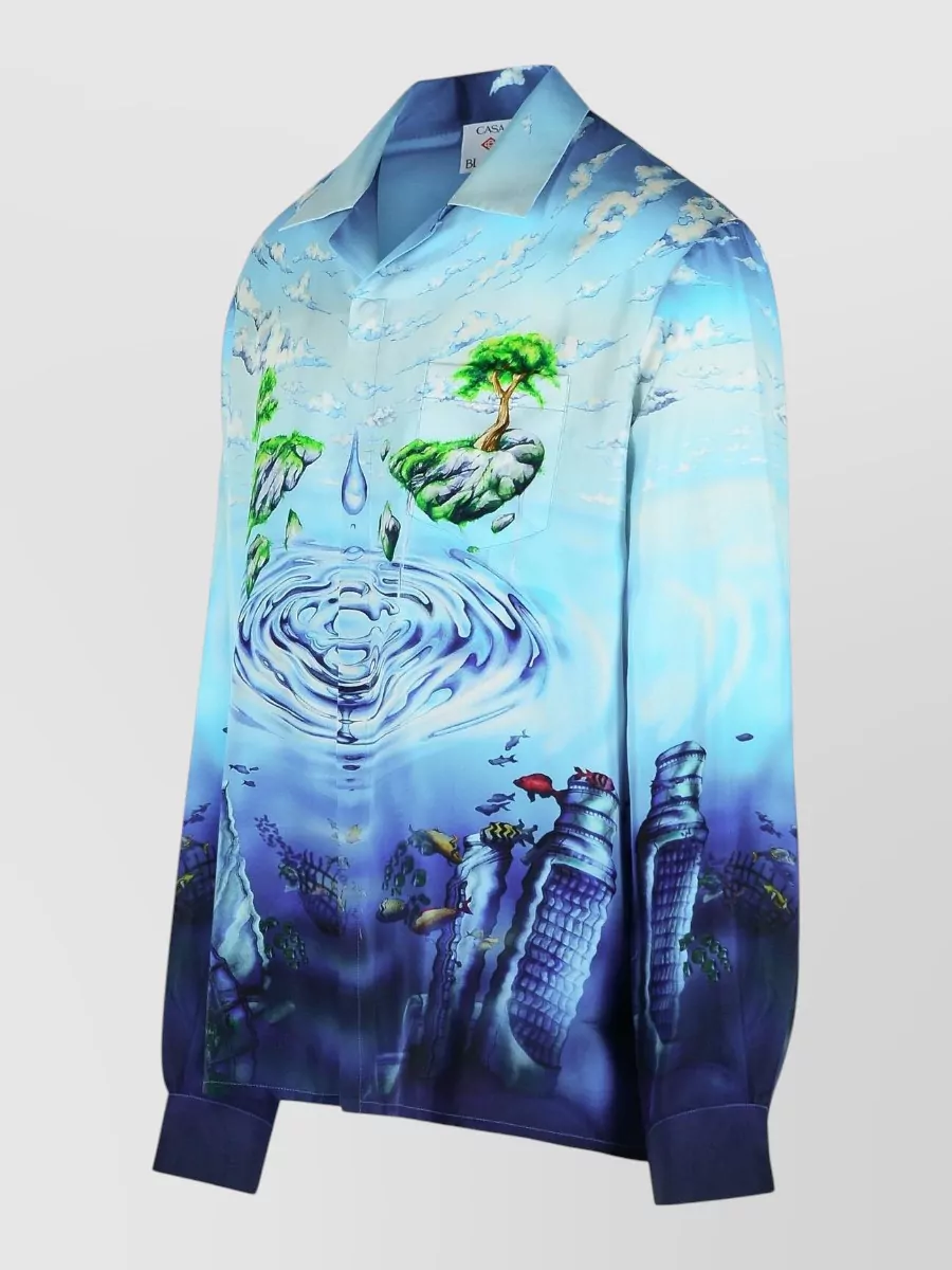 Casablanca Atlantis Graphic Print Silk Shirt