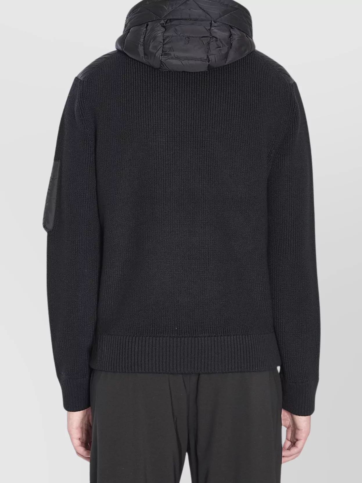 Moncler Knit Jacket With Adjustable Hood And Zip Pocket