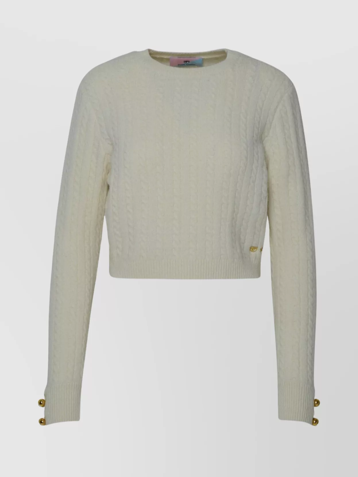Shop Chiara Ferragni Crew Neck Wool Blend Sweater