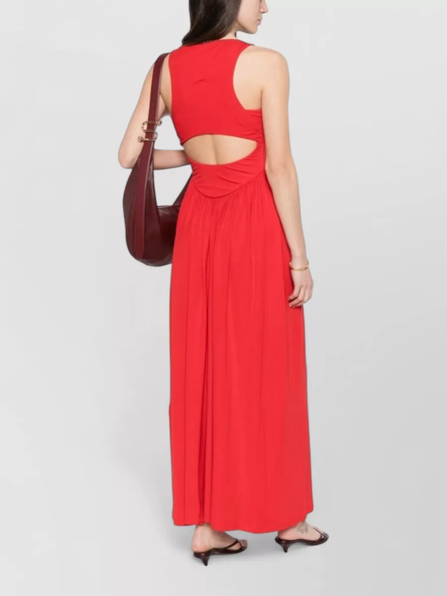 Sportmax Viscose Slim-Fit V-Neck Short-Sleeve Maxi Dress