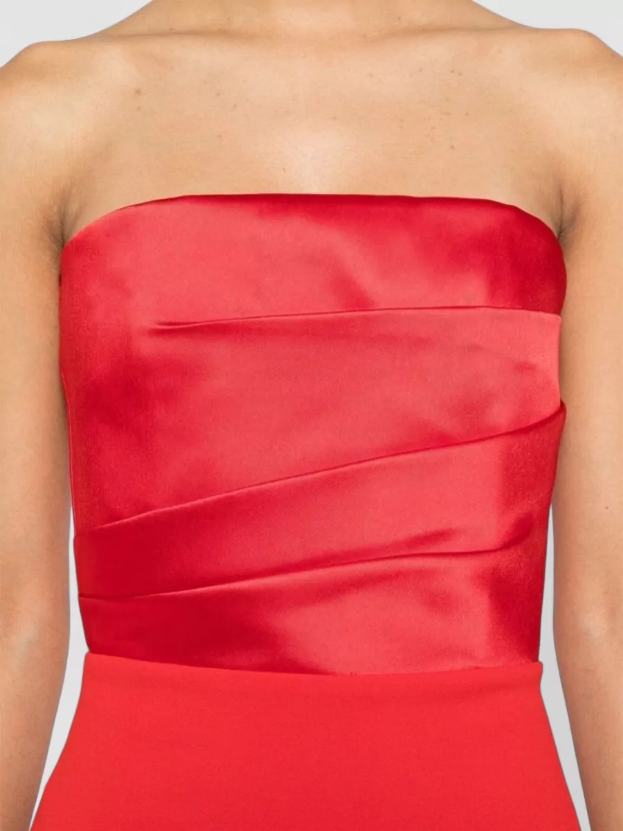Solace London Sleeveless Straight Neck Pleated Maxi Dress
