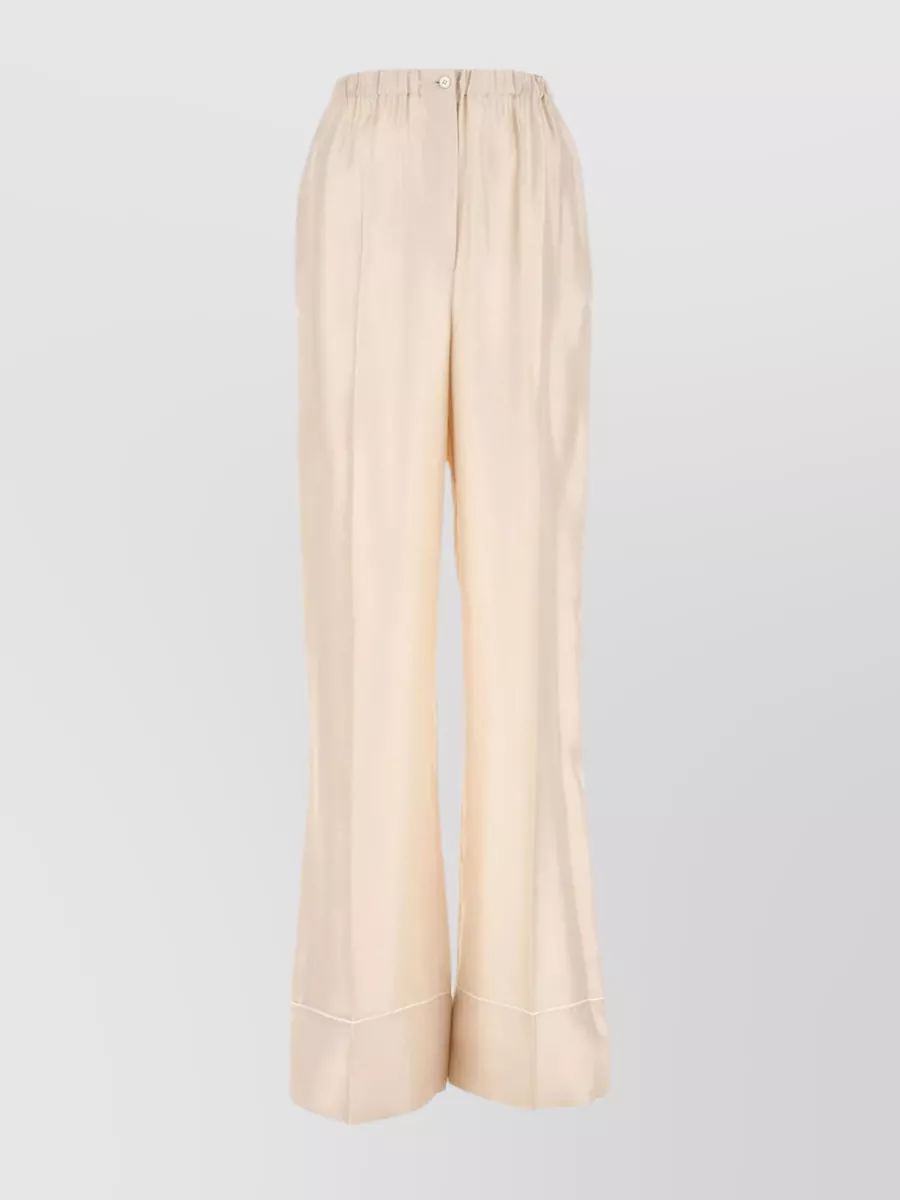 Shop Prada Silk Satin Wide-leg Trousers In Cream