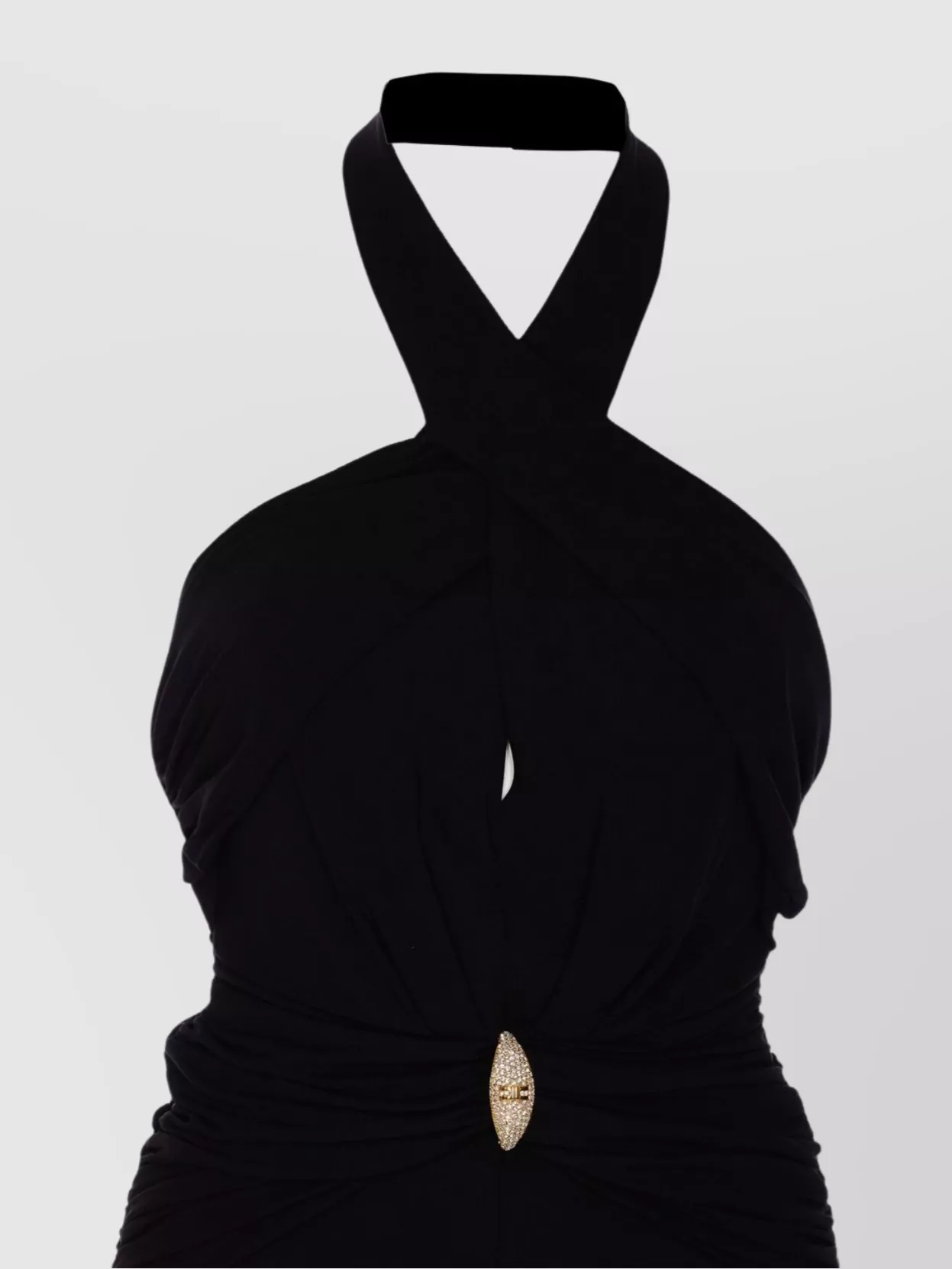 Shop Elisabetta Franchi Ruffled Halter Neck Midi Dress