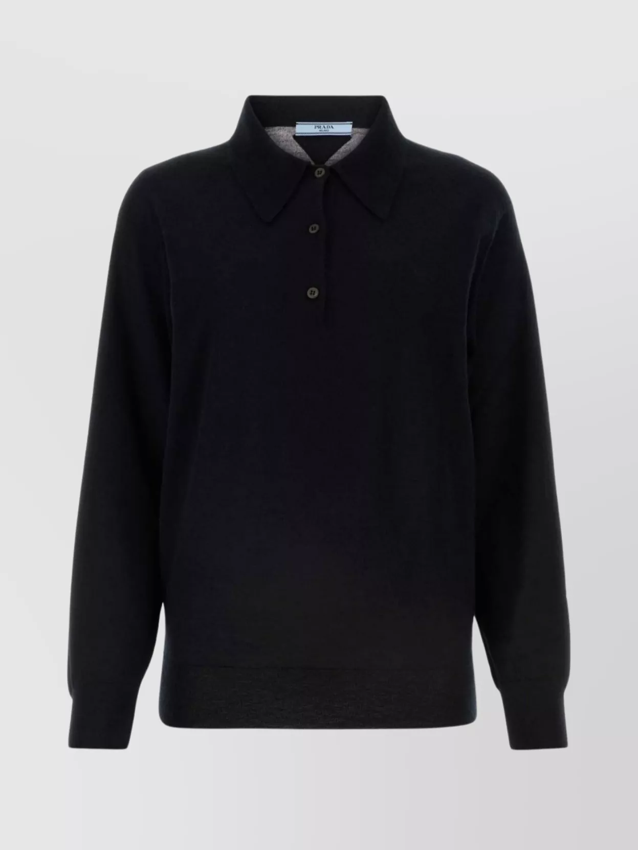 Shop Prada Cashmere Ribbed Polo With Long Sleeves