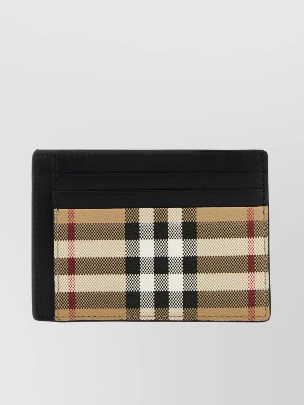 Shop Burberry Canvas Cardholder With Checkered Pattern And Contrast Trim