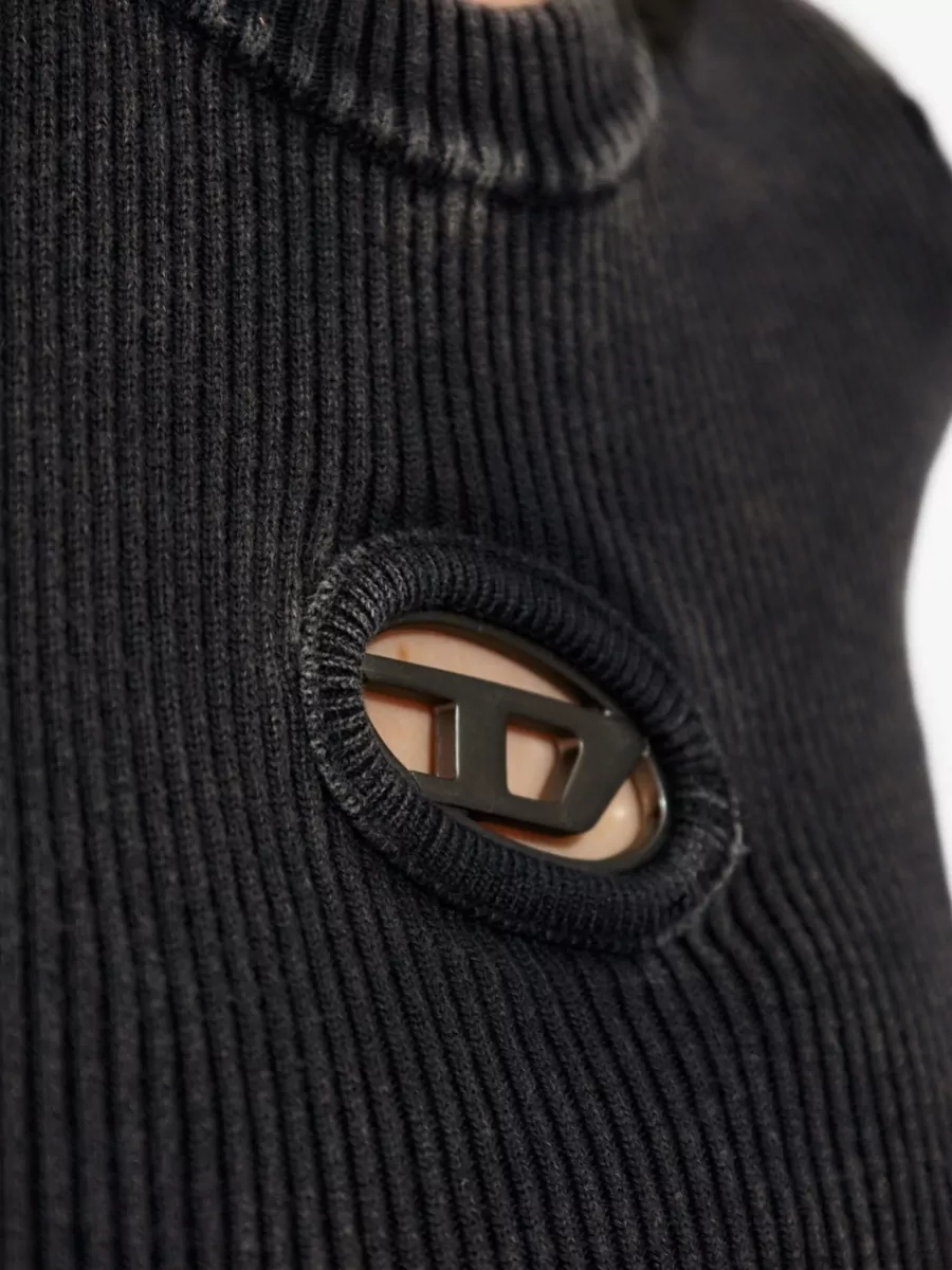 Diesel Short Sleeve Ribbed Crew Neck Top