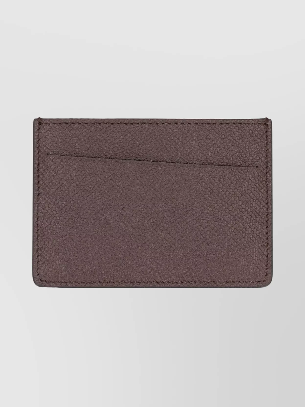 Maison Margiela Leather Card Holder With Four Stitch Detail In Brown