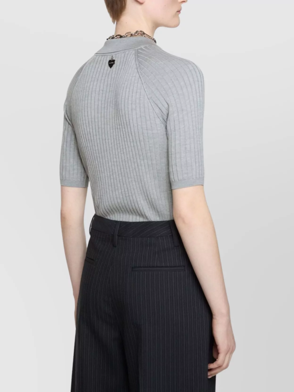 Acne Studios Ribbed Texture Short Sleeve Polo Top