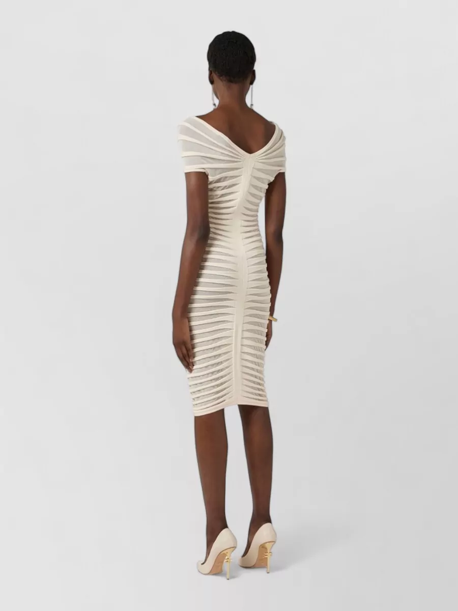 Elisabetta Franchi Knit Slim-Fit V-Neck Short-Sleeve Midi Dress
