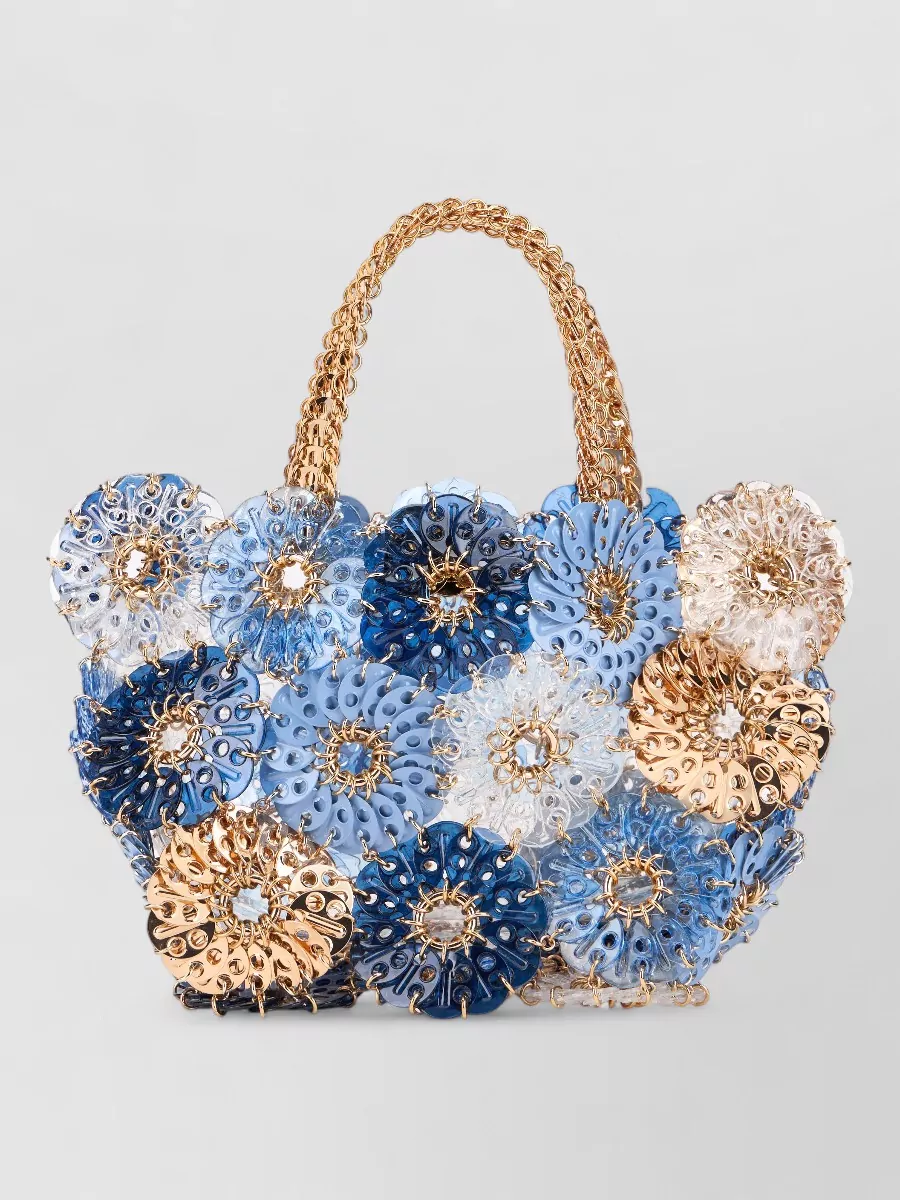 Paco Rabanne 1969 Chain Mail Acetate Floral-Appliqué Tote Bag