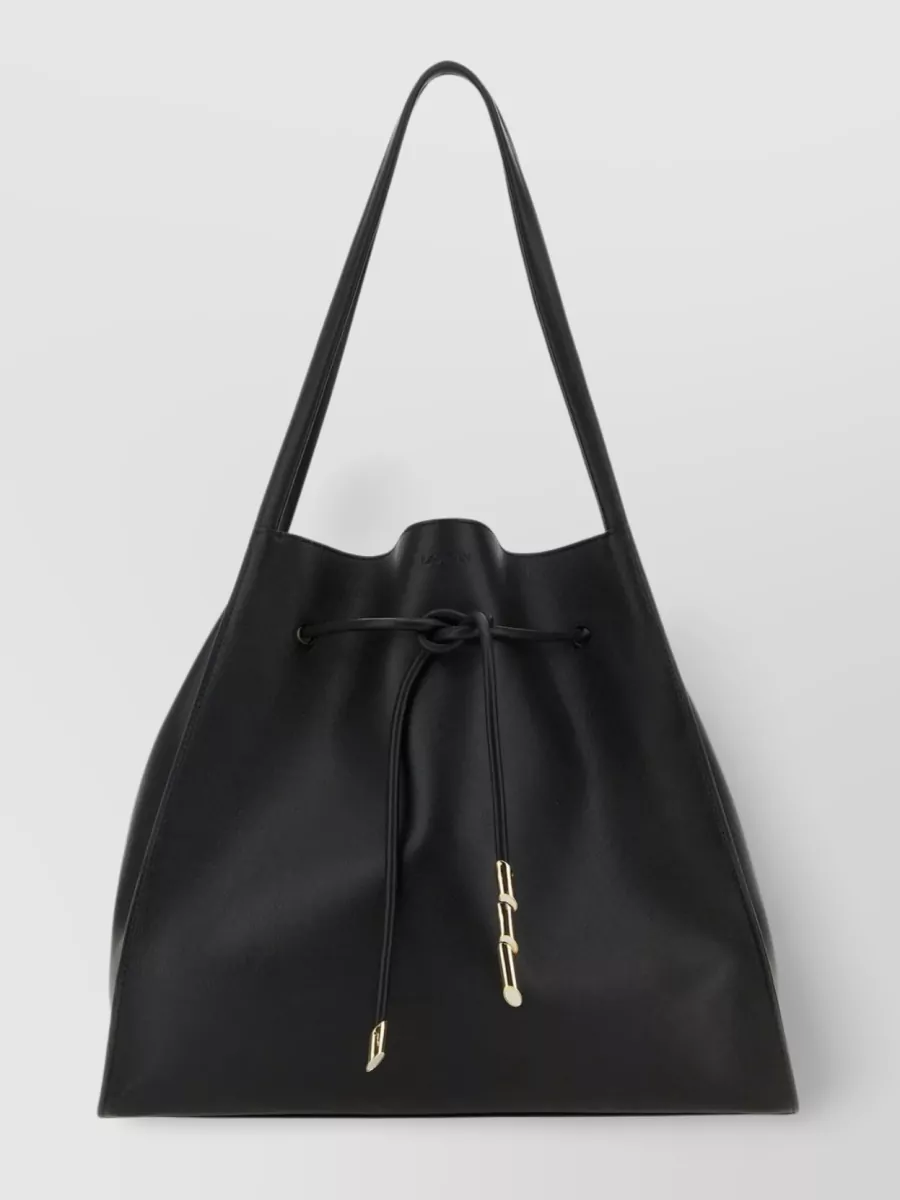Lanvin Hooded Neckline Leather Shopping Bag In Black