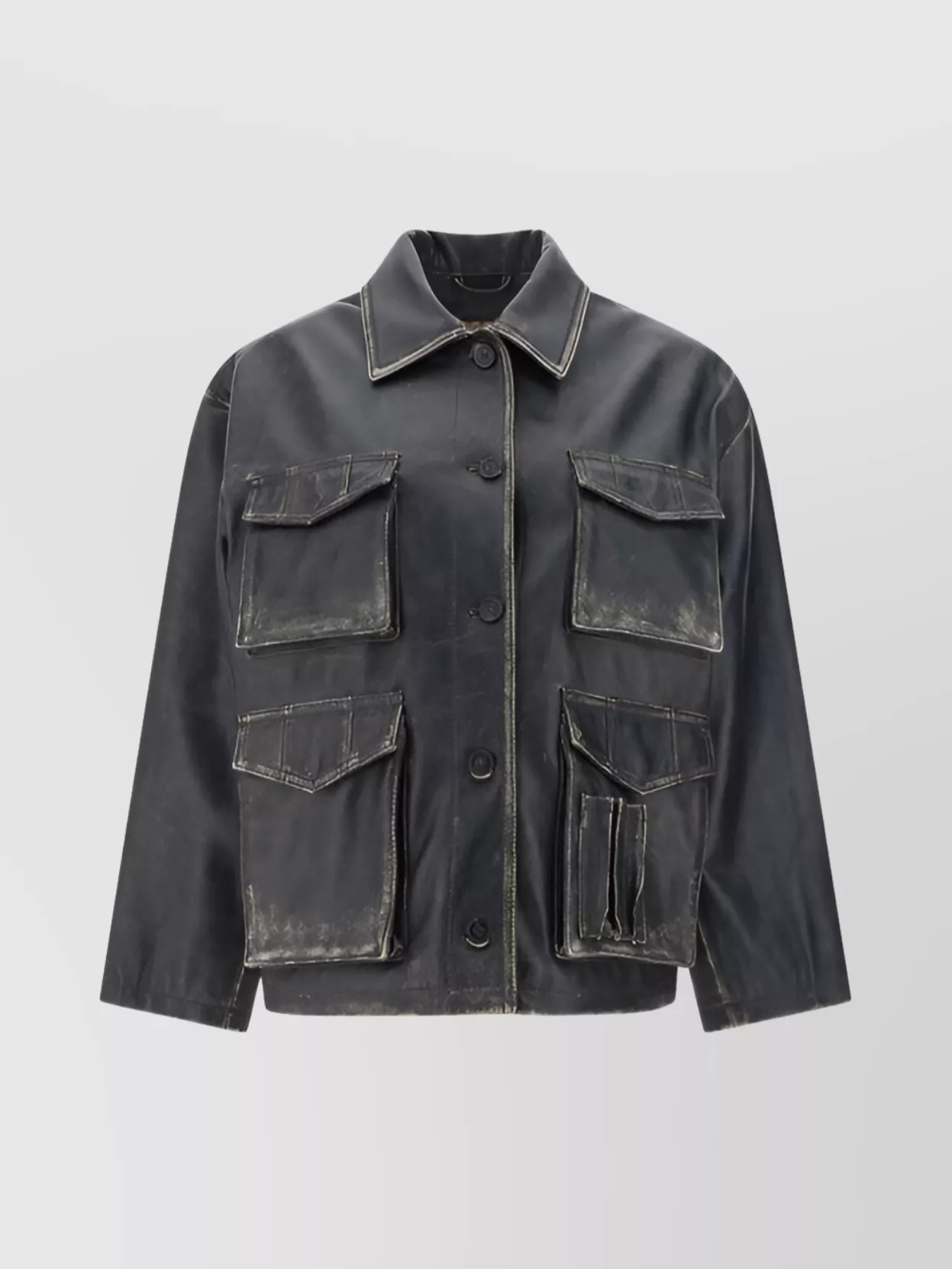 Shop Golden Goose Oversize Leather Jacket Vintage Detail