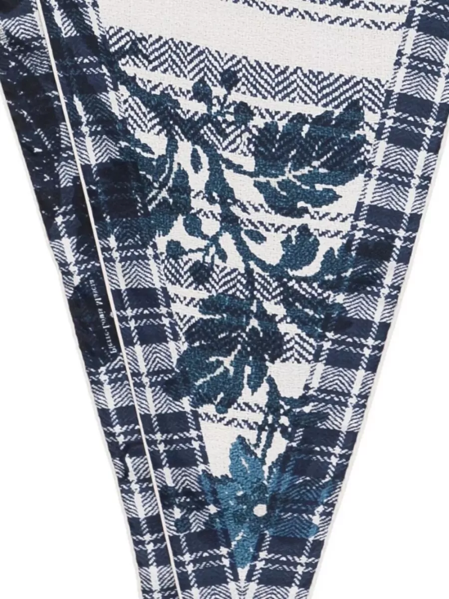 Pierre Louise Mascia Aloeuw Scarf Triangle Floral Geometric Fringe