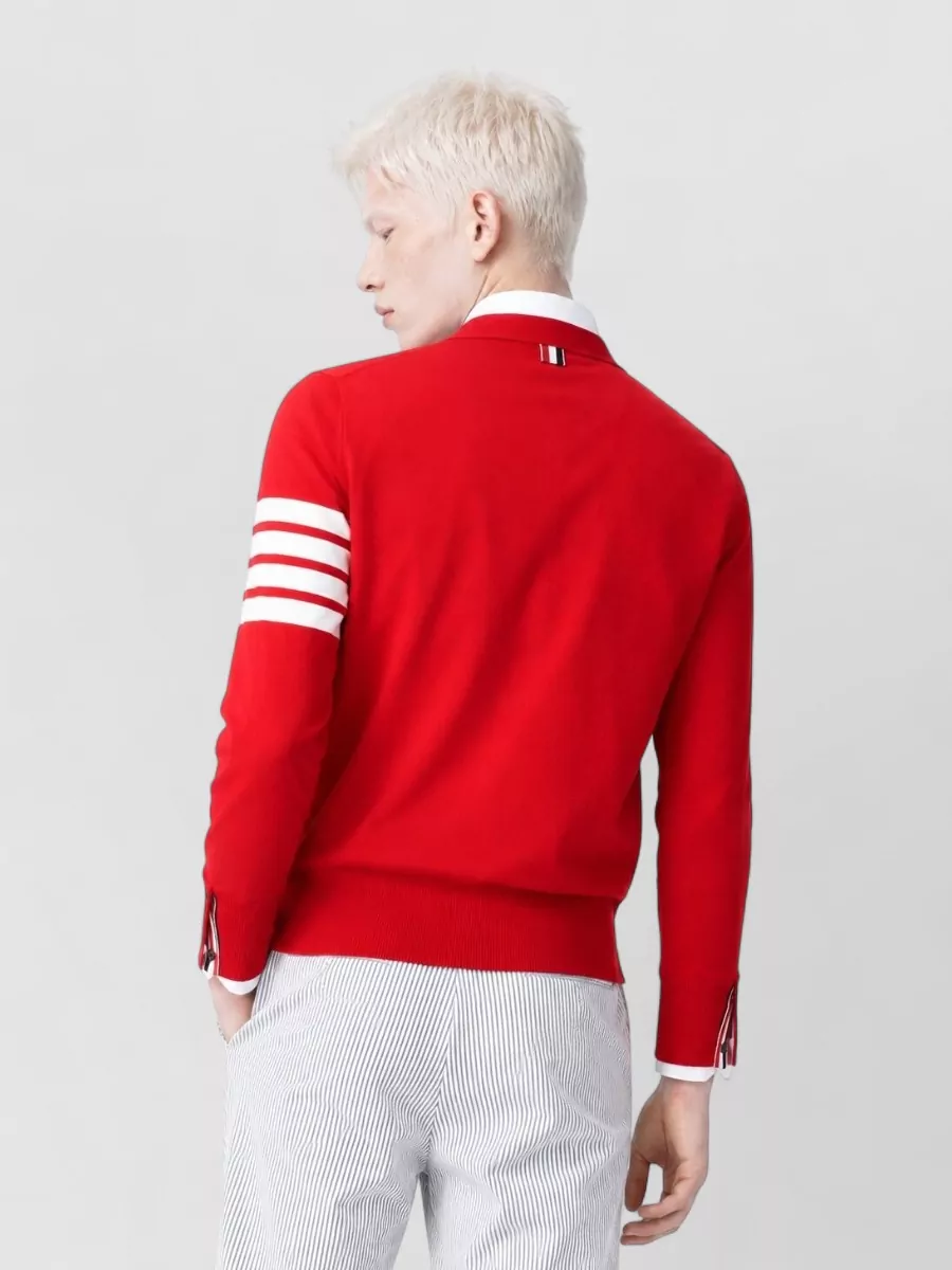 Thom Browne Fine-Knit Virgin Wool V-Neck Cardigan