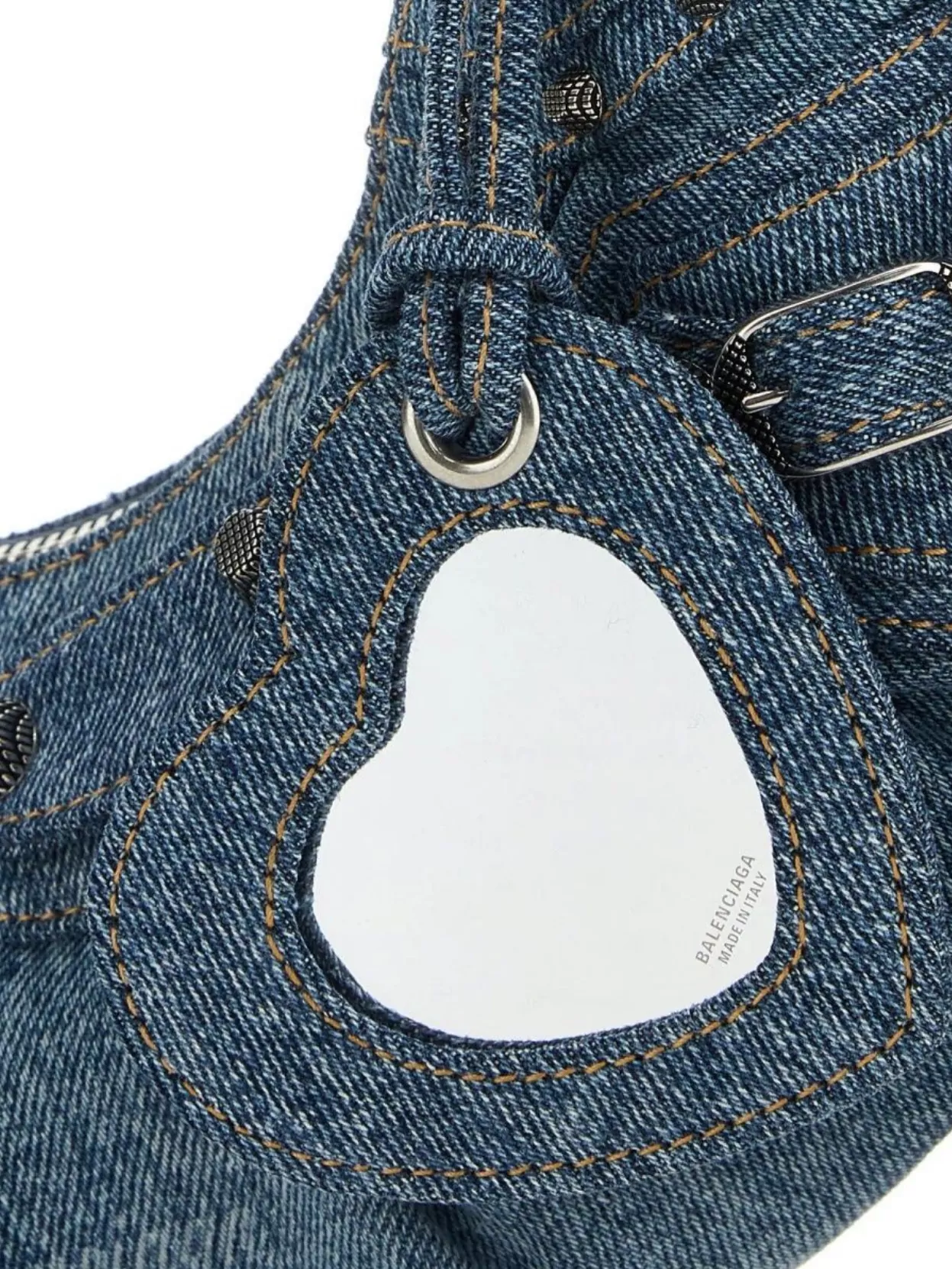 Balenciaga Xs Denim Embroidered Shoulder Bag