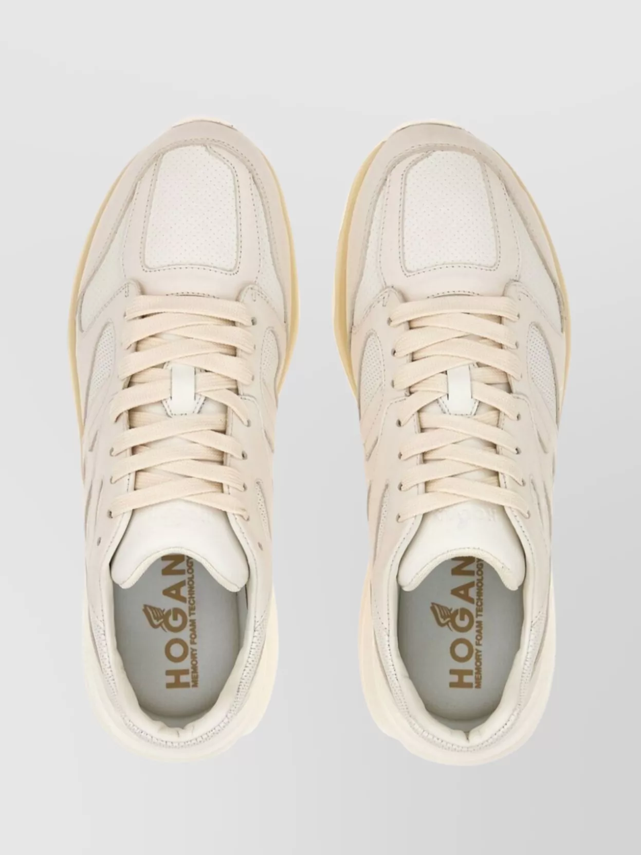 Hogan Chunky Sole Round Toe Mesh Panels Sneakers