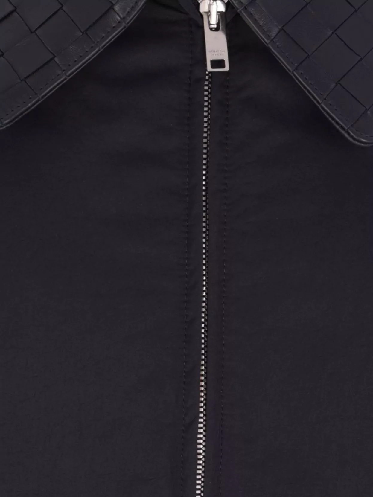 Bottega Veneta Quilted Nylon Jacket With Woven Leather Collar