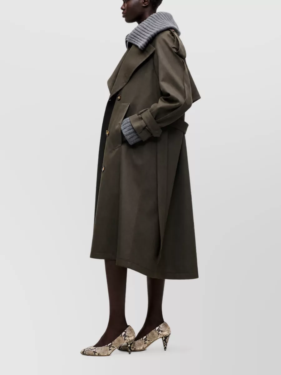 Victoria Beckham Virgin Wool Double-Breasted Belted Trench Coat