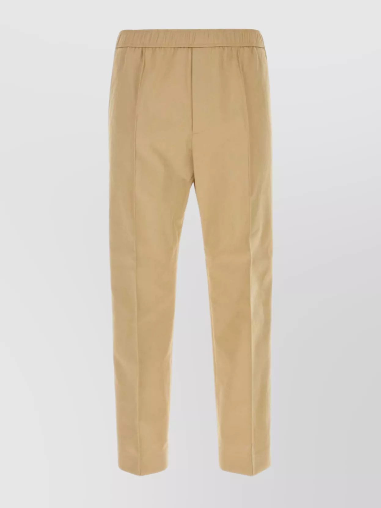 Shop Lanvin Cotton Pant With Stretch Waistband And Tapered Leg In Beige