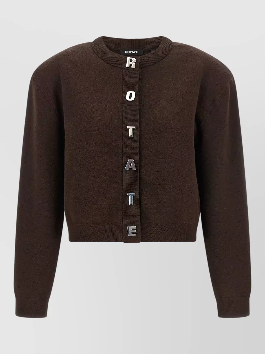 Rotate Birger Christensen firm knit cropped crew neck long-sleeve cardigan