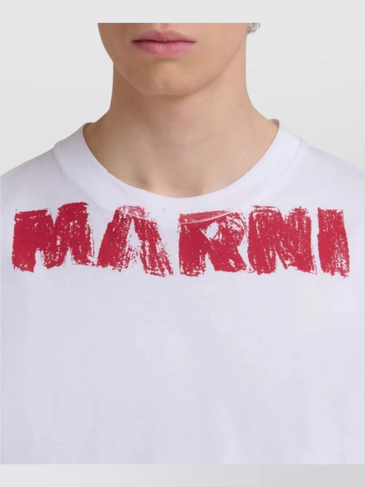 Marni Graphic Print Round Neck Short Sleeve T-shirt In White