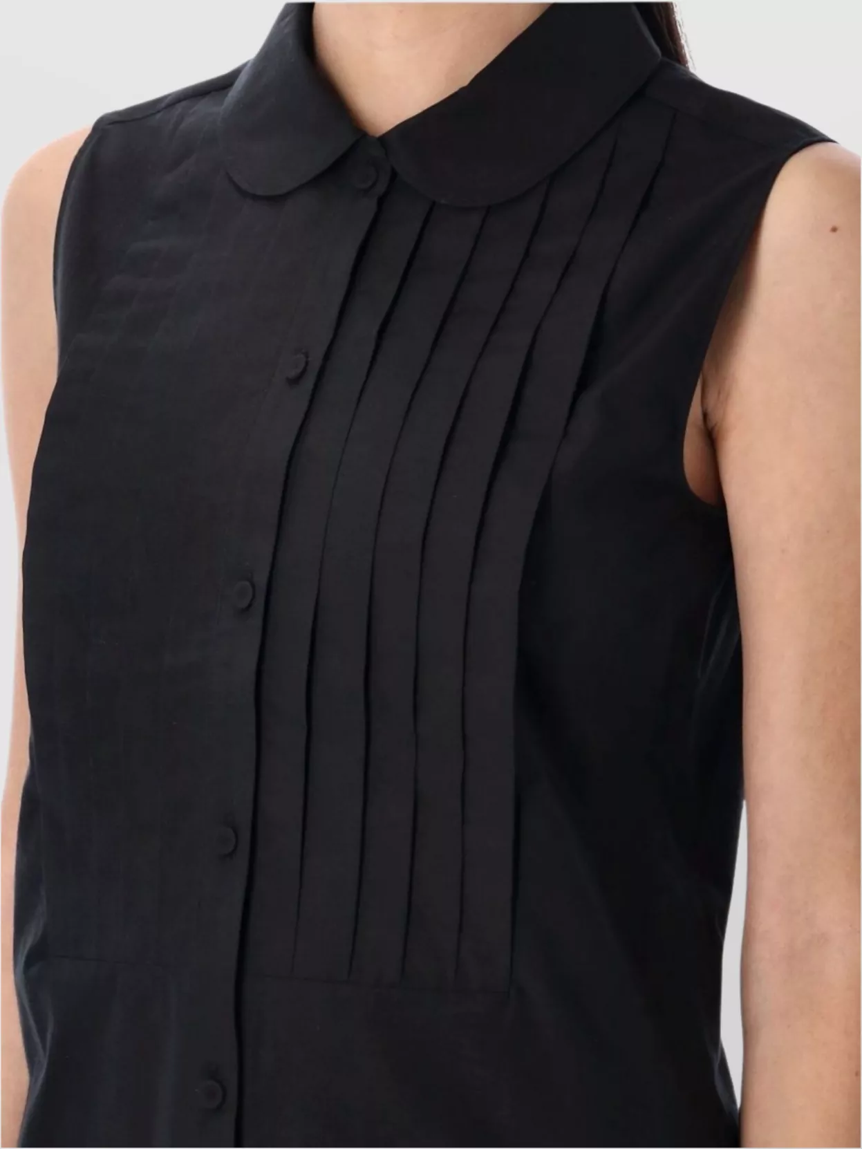 A.p.c. Collared Pleated Sleeveless Shirt
