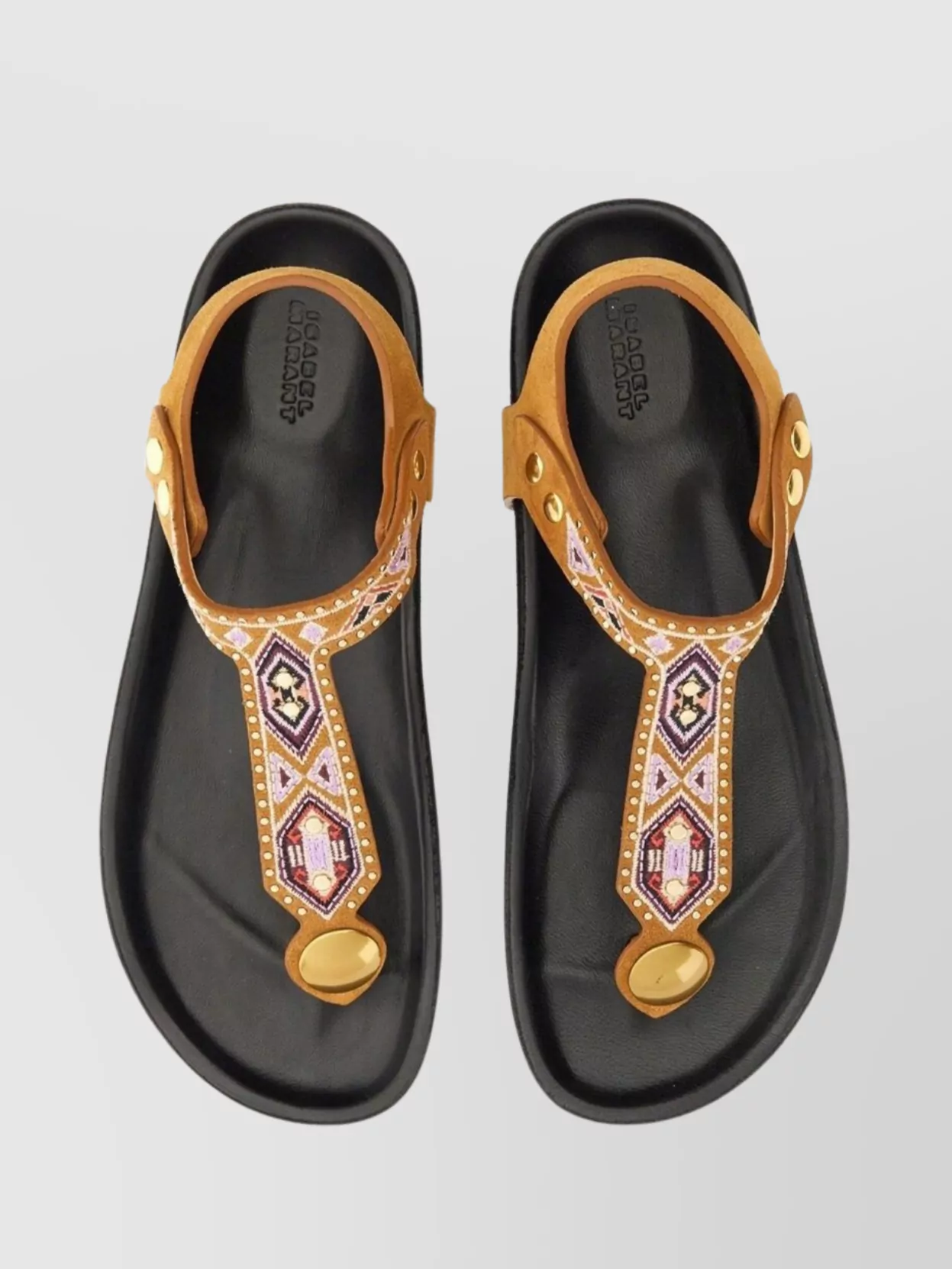 ISABEL MARANT EMBELLISHED STRAP TOE POST SANDALS